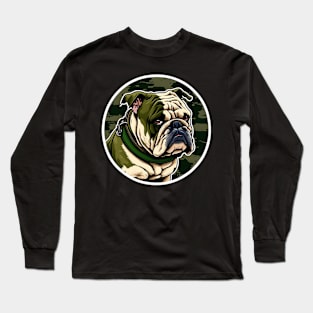 English Bulldog Camouflage Motif Long Sleeve T-Shirt